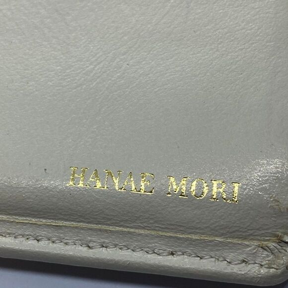 Authentic Hanae Mori Luxury Ivory Fabric & Leather Long Bifold Clutch Wallet - Picture 7 of 9